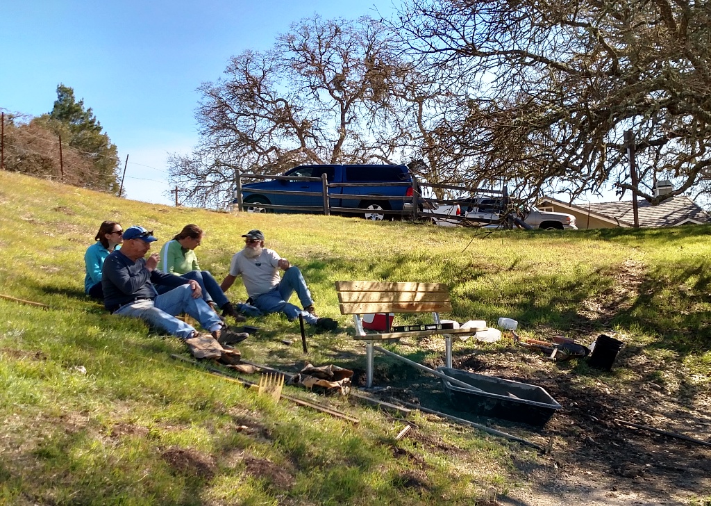 New Bench - break time for the crew!